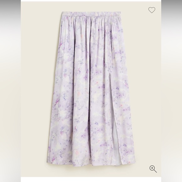 Flora Obscura X J.Crew side-slit satin maxi skirt in lavender fields LARGE - Picture 1 of 7